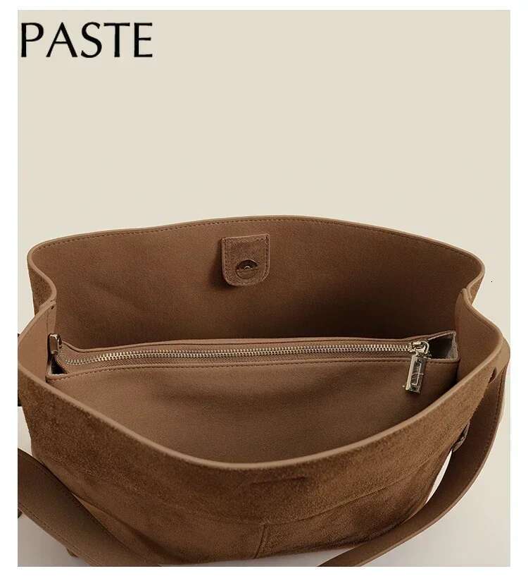 Designer Bag New Winter Matte Suede Cow Leather Women Tote Coffee Retro High-End Warm Color Female Shoulder Bag Huge Commute Travel Handbag