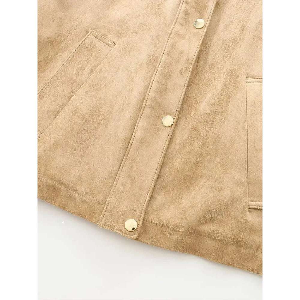 Designer Clothes Autumn New Women's Wear High-Quality Texture Fashionable All-Match Half-High Collar Long-Sleeved Suede Jacket