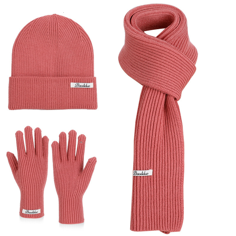 Winter Hat Gloves Scarf Three-Piece Set designer hat Outdoor Warm Knitted Wool Hat Cold-Proof Ear Protection Versatile Pullover Hat for Women