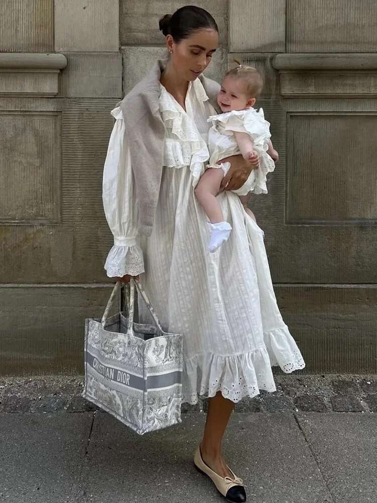 Gypsylady Elegant Chic Lace Maxi Dress White Cotton Autumn Spring Long Sleeve Women Dresses Loose Hollow Out Holiday Vestidos