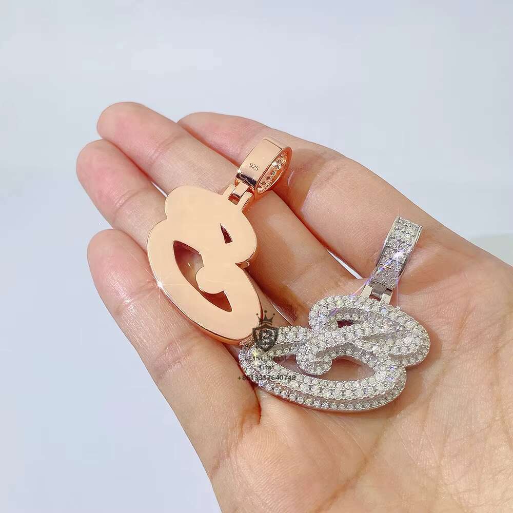 New Design Fashion Jewelry Iced Out a B C D Initial Moissanite Custom Pendant Letter Hip Hop Diamond Pendant