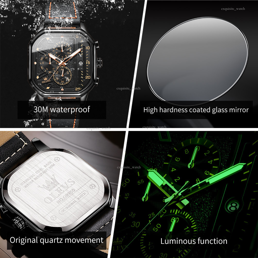 OLEVS Outdoor Watch Men's Watches Men Designer Gemstone Outdoor Square Personalized Waterproof Sports Men's Watch Free Delivery And Wholesal