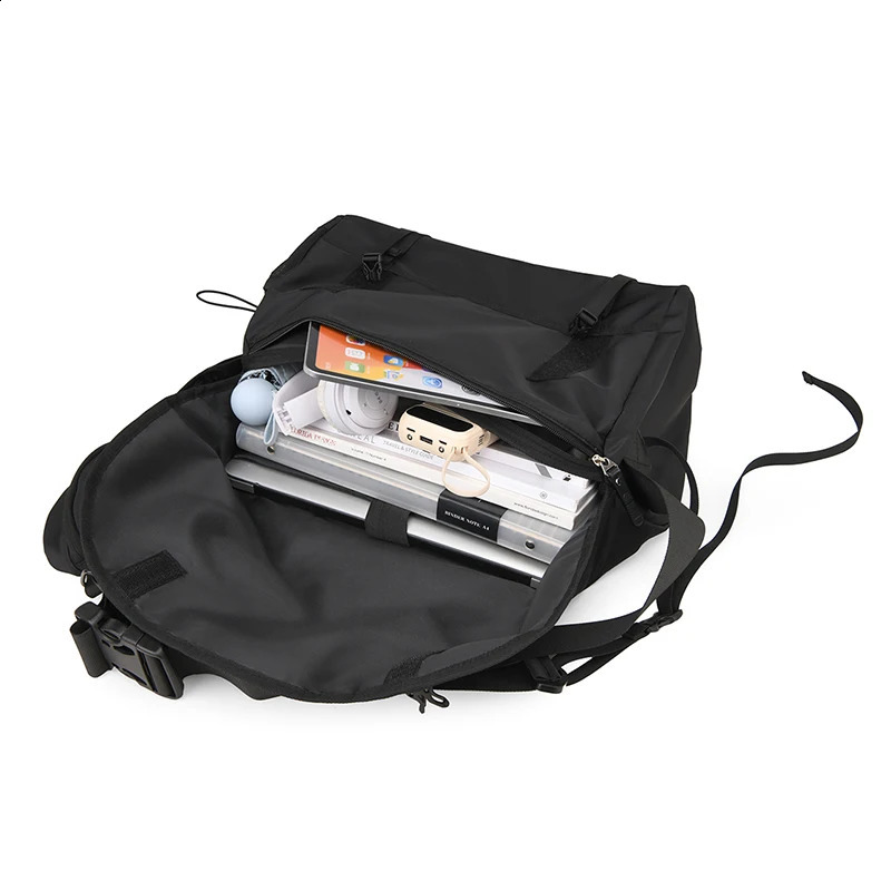 Mens Large Capacity Shoulder Bag - Casual Style Adjustable Shoulder Straps Zipper Closure Polyester Lining Mens Cross Bag 250420