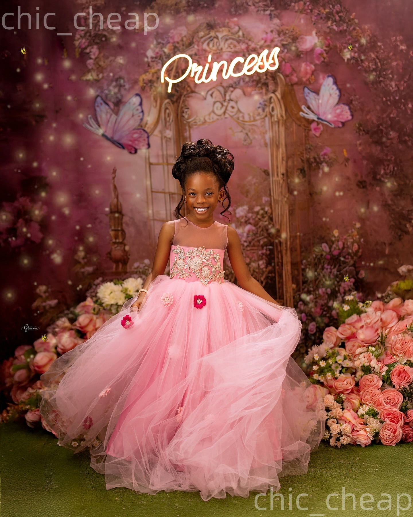 2026 Pink A-line Flower Girl Dresses Applique Crystals Sheer Neck Tulle Flowers Little Girl Christmas Peageant Birthday Christening Tutu Dress Gowns Z