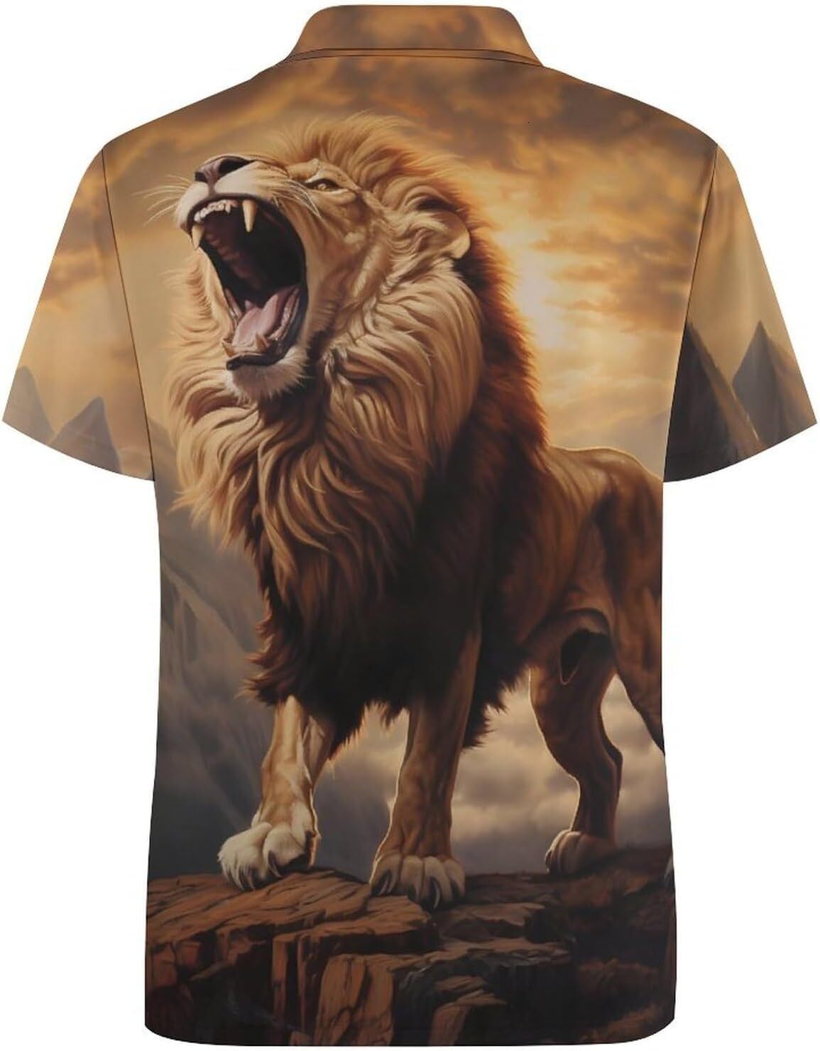 Mens Polo shirt Animal Lion Polo Shirt for Men Collared Short Sleeve Top Polos shirts tshirt Casual tops summer clothes Short sleeve cool