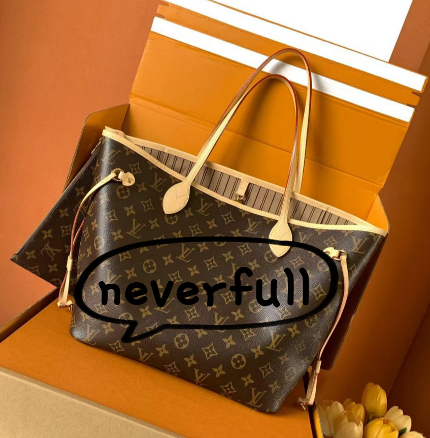 Real cowhide neverfullbag Double Up Bag Womens crossbody shoulder bag designer handbag Luxury shopping bag 2PCs wallet mirror quality underarm tote Composite Bag