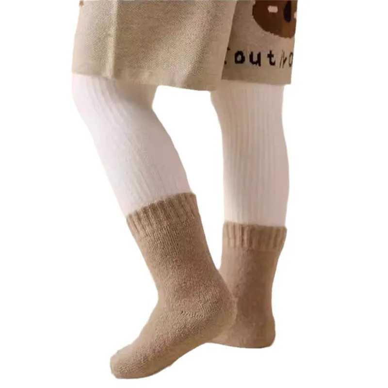 Winter 30 Wool Cashmere Warm Furry Kids Sock Chic Solid Color Calf Sock for Children Thicken Fleece Wool Autumn Warm Stockings G251124