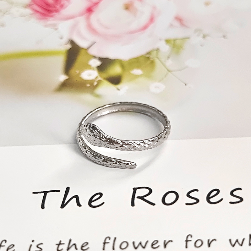 Top Source New Stainless Steel Fashionable Opening Adjustable Serpentine Popular Gold Plated Ring for Women
