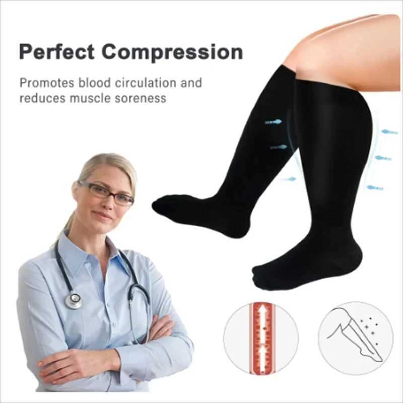 S-4XL Compression Socks Plus Size Men Women Gym Running Jumping Rope Sports Socks Medical Varicocele Swelling Weight Loss Socks G251124