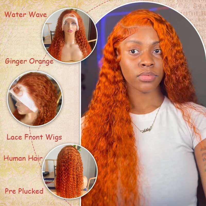 Water Wave Lace Front X X Colored Brazilian Human Hair Deep Curly Wigs Orange Ginger Tote Bag Tote Bag