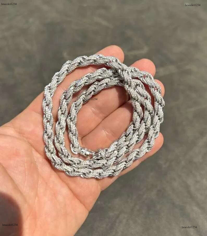 Mens 7.5mm Solid Moissanite Rope Beautiful Sterg Sier Chains Eent Cut Customized Jewelry