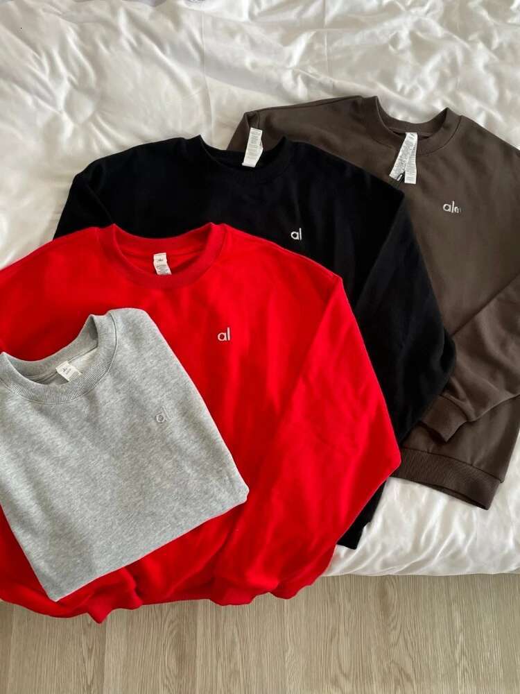 Spring Black Red Round Neck Sweatshirts Simple Classic Letter Loose Casual Sports Fashion Trends Solid Long Sleeves Top