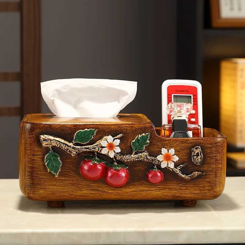 Chinese Style Persimmon Tissue Box High-end Household Living Room Bedroom Dining Room Coffee Table Storage Napkin BoxM251124