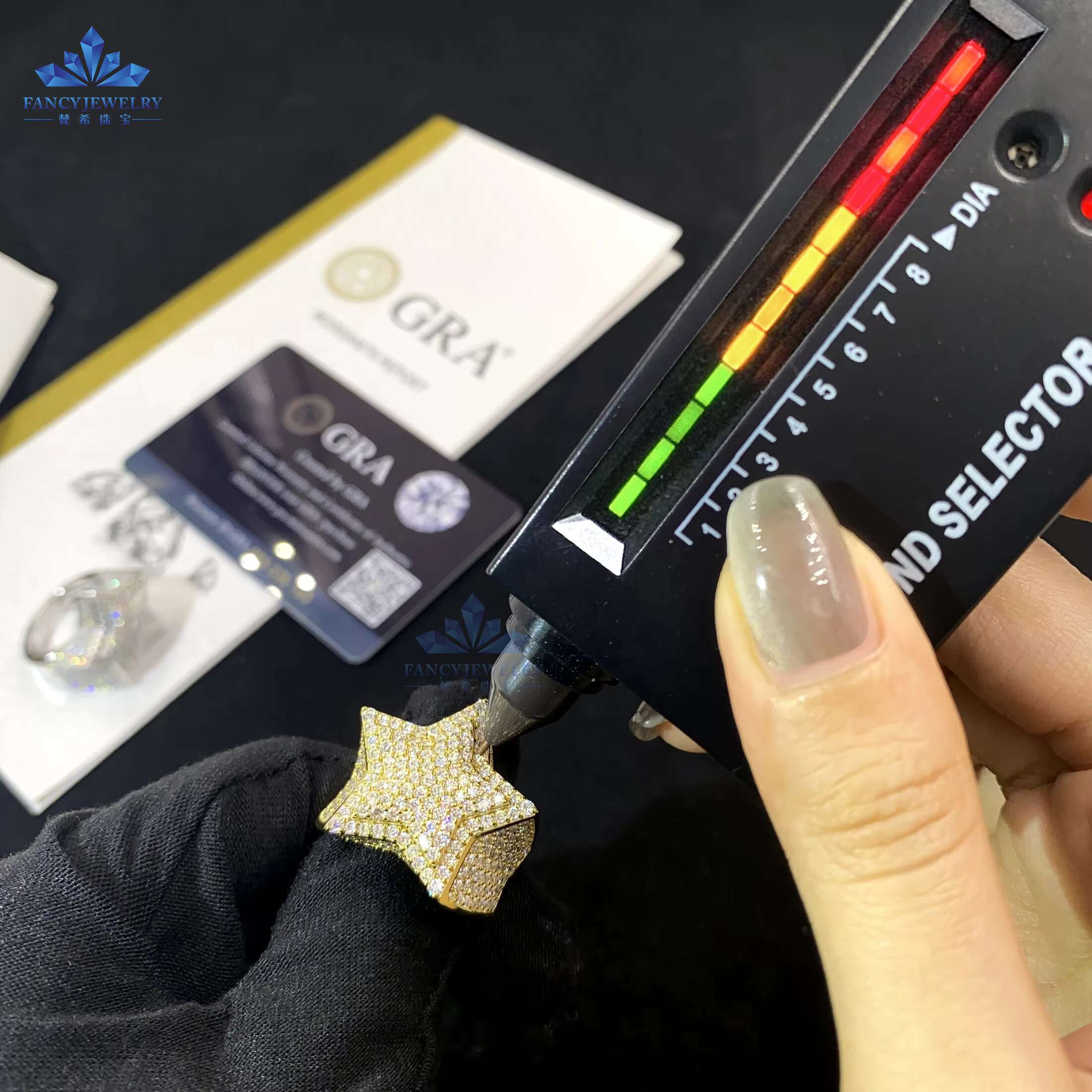 Mens Hip Hop Ring 925 Sterling Silver Ice Out Moissanite Star Finger Band Men Rings