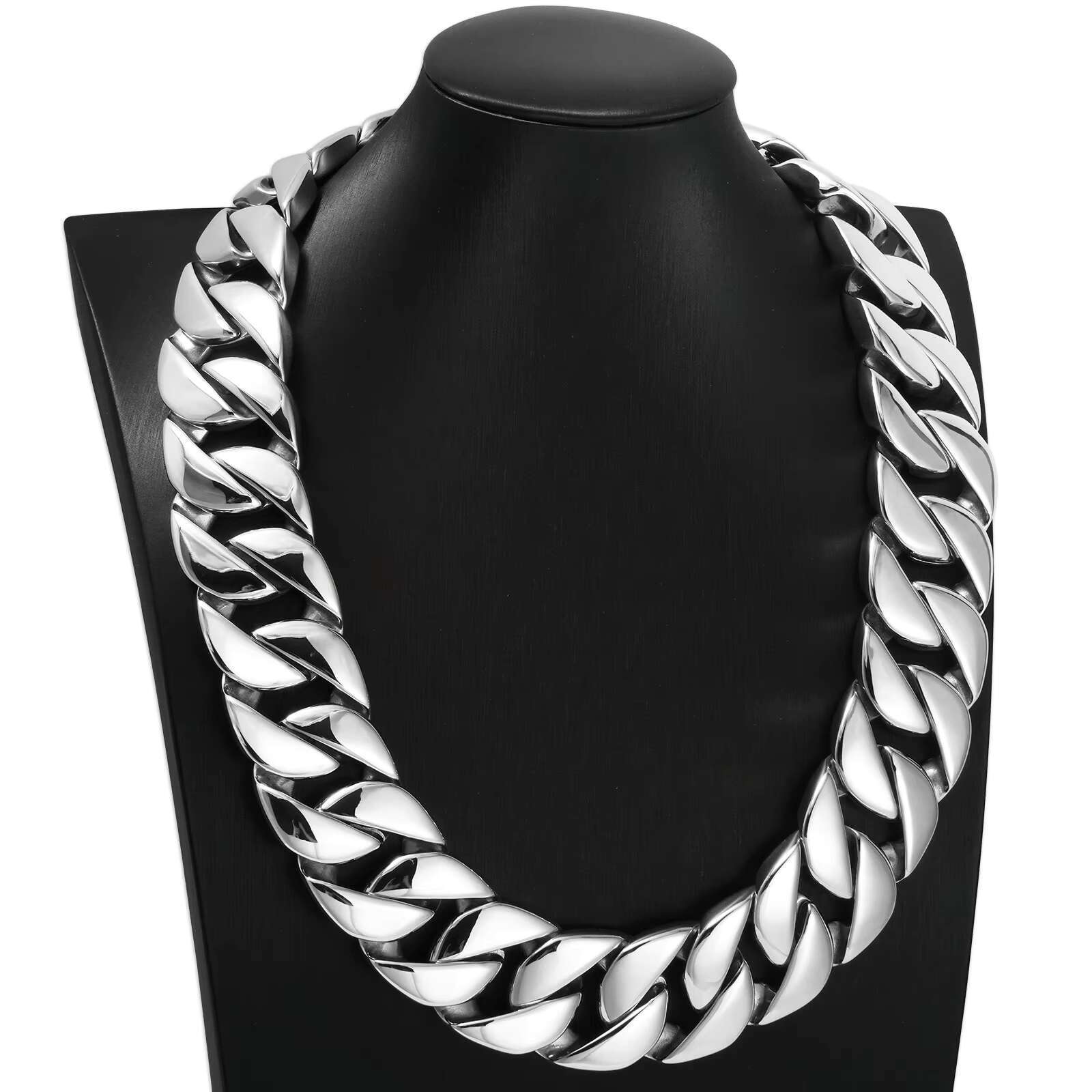 Wholesale 18K Gold Thick Cuban Chain Link Necklace for Men 32MM Large Heavy Polished 316L Stainless Steel Featuring Zircon Main