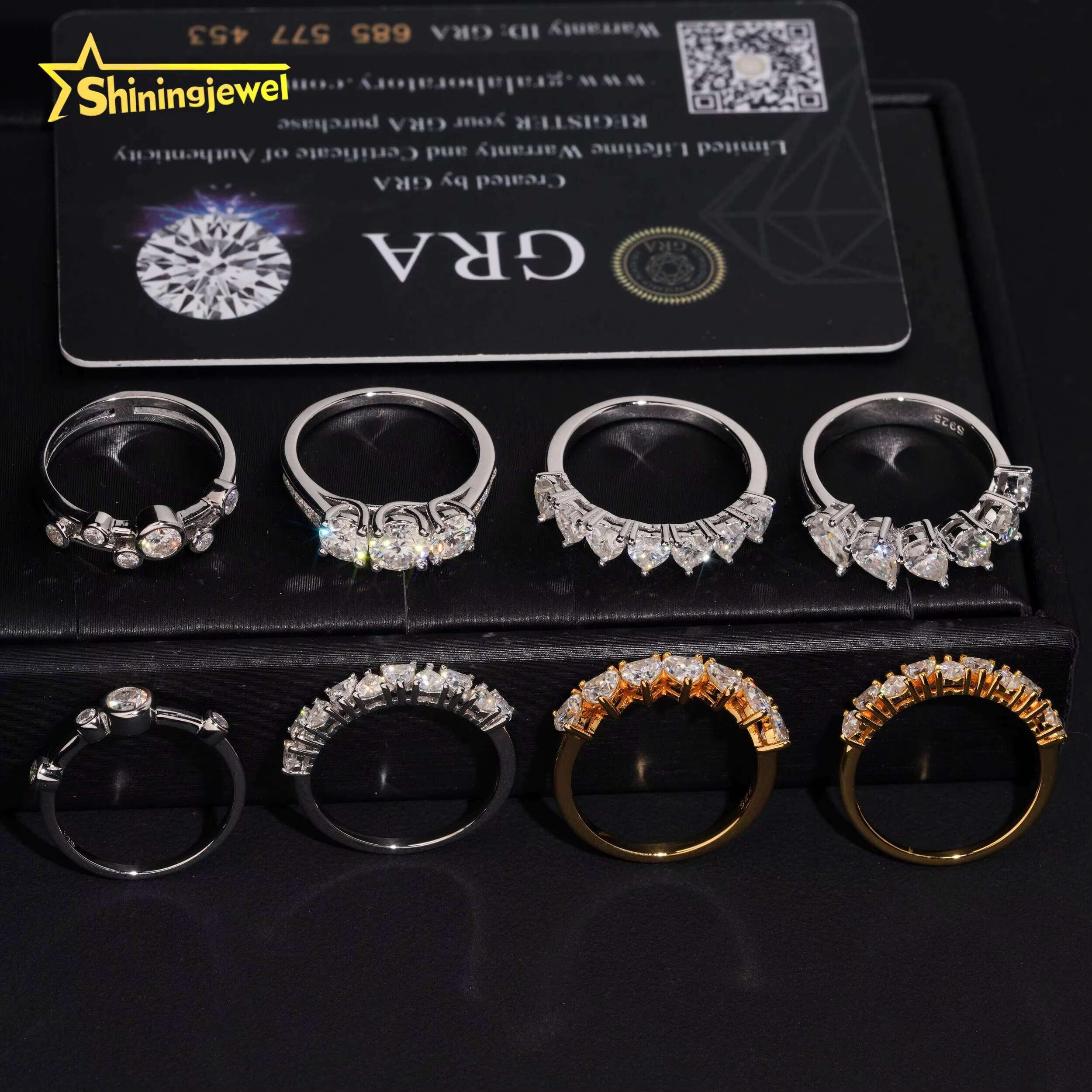 Wholesale Price Gold Plated Moissanite Wedding VVS Pass Diamond Test 925 Sliver Engagement Rings for Women
