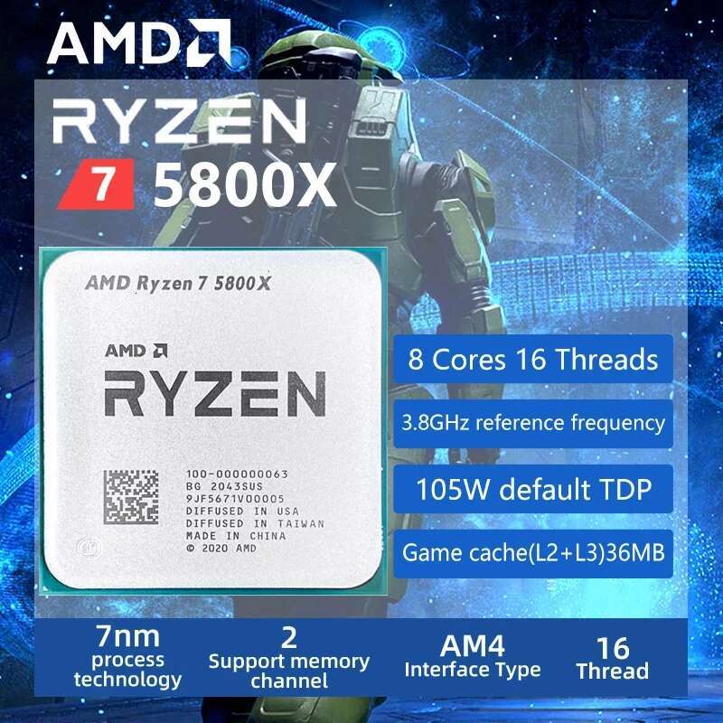 AMD Ryzen 7 R7 5800X 3.8GHz 8-Core 16-Thread CPU Processor Socket AM4