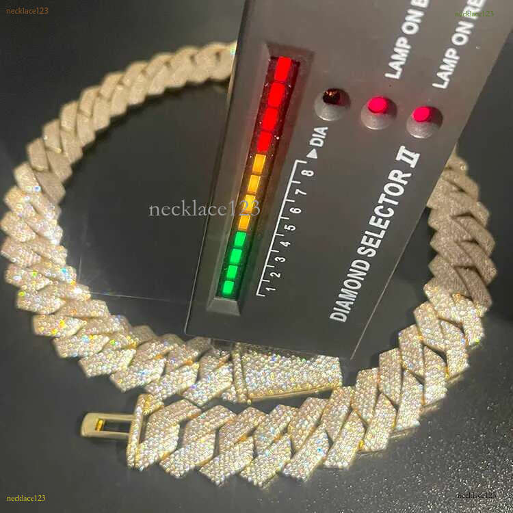 20 mm 4 Rows hiphop dia Cuban k Chain GRA Moissanite sterg sier gold plate Fine jewelry necklaces bracelets