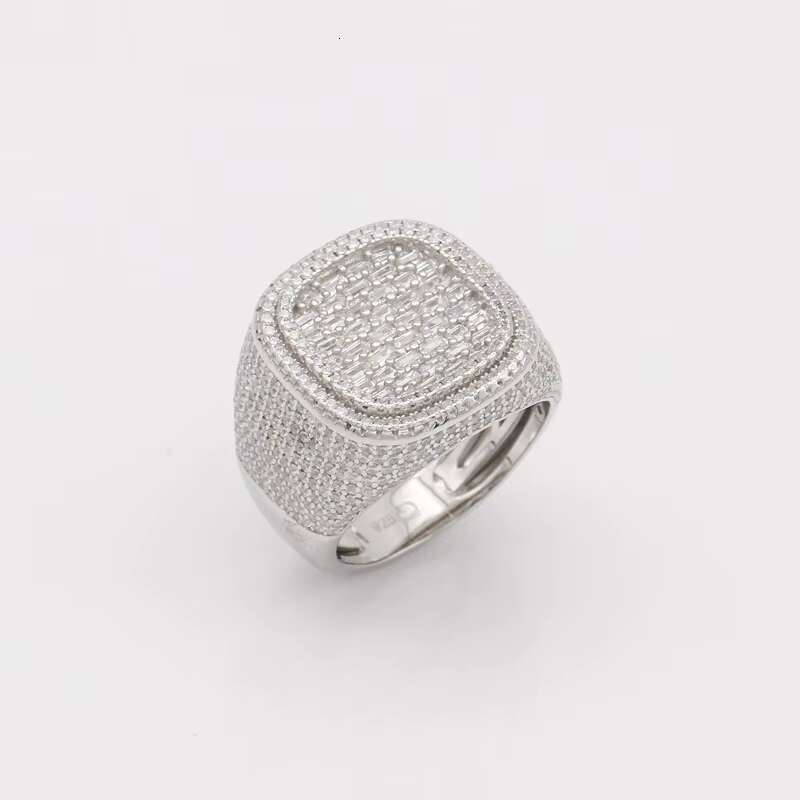 Custom Bulk Wholesale Jewelry 925 Sterling Silver VVS Baguette Moissanite Diamond Iced Out Hip Championship Ring for Man