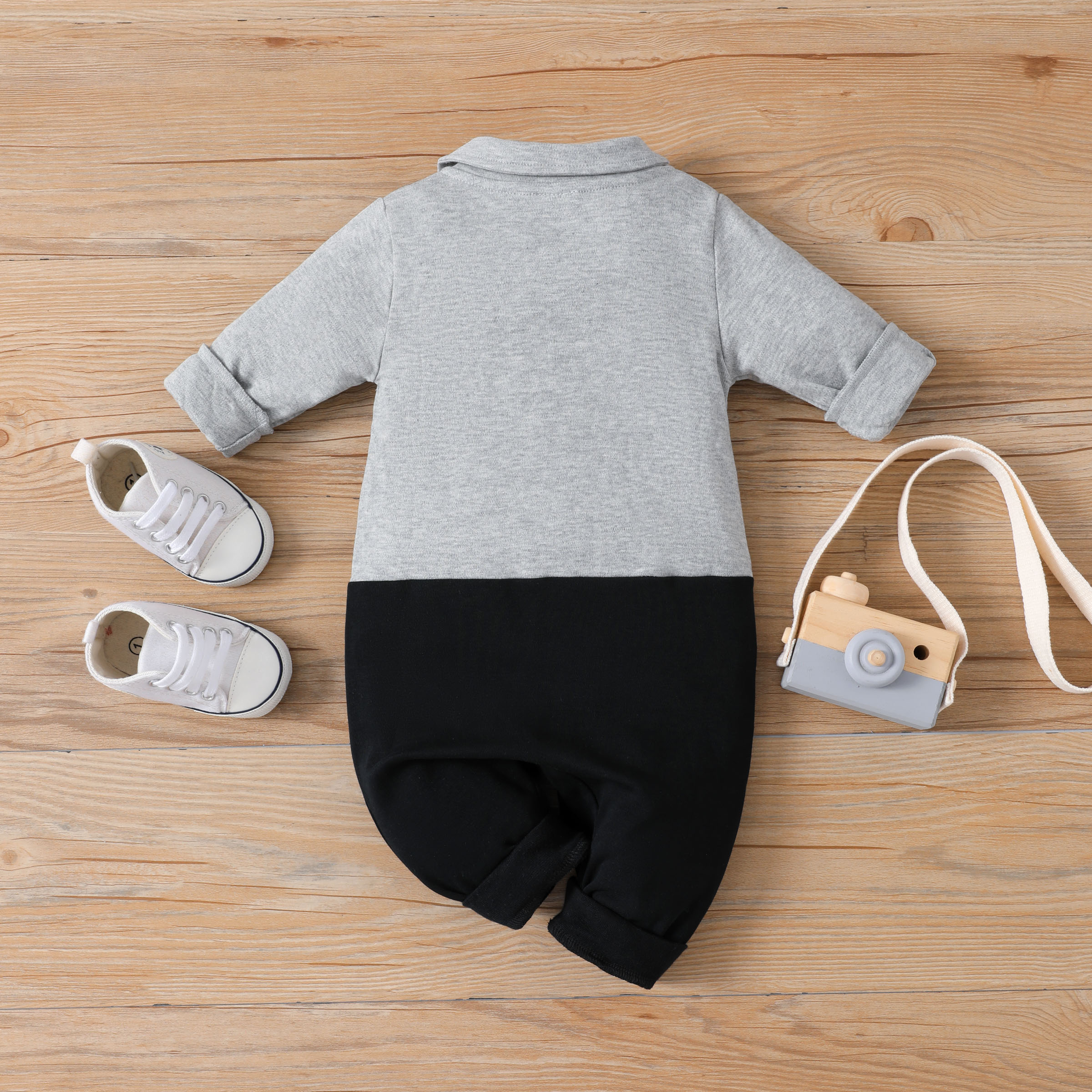 PatPat Baby Boy 95% Cotton Faux Layering Jumpsuit