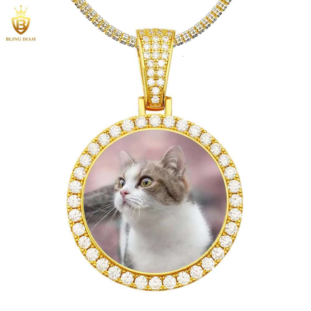Custom Photo Fine Jewelry Vvs Moissanite 925 Sterling Silver Memory Circle Gold Plated Memory Pendant Bulk