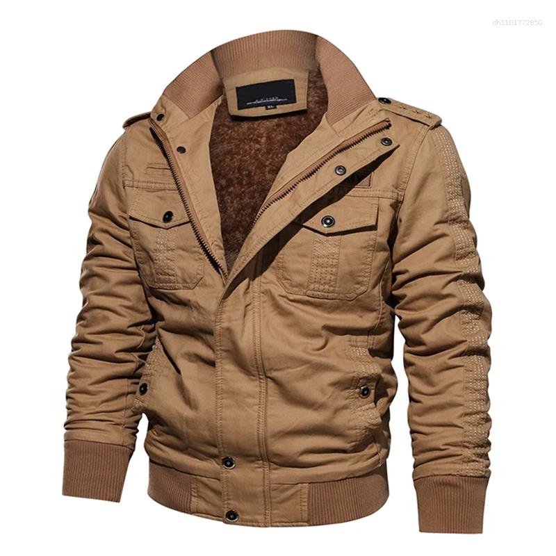 Men's Jackets Business Casual Man Winter Fleece Tactical Jacket Embroidery Windproof Multiple Pockets Outdoor Workwear Coat