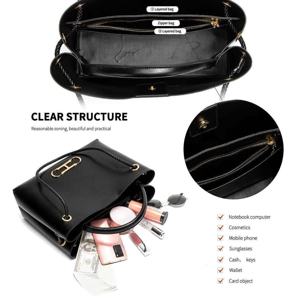 CHCH Tote 2025 New Black Business Women's Dual Purpose Shoulder Bag