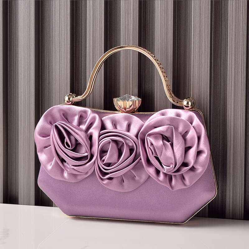 Dinner Bag New Silk Flower Banquet Match Party Handheld Diamond Set Evening Dress Bag KQ