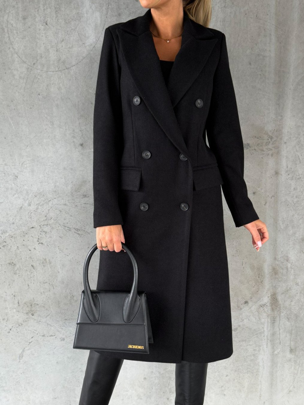 20222022 Autumn and winter fashion simple long sleeve double row button woolen coat women