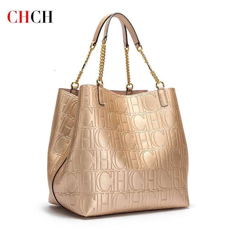CHCH Women's Tote 2024 New Steel Emed Handbag Large Capacity Business Storage Bag