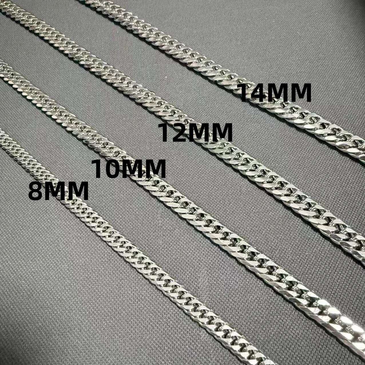 8MM-14MM Stainless Steel Cuban Link Chain Bracelet Necklace For Men Neck Choker Fashion Jewelry Accessories