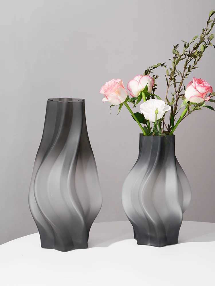 Luxury Nordic Minimst Style Frosting Glass Vase ic Home Living Room Decoration Stand For Flowers Decorative Vases Modern C2511248