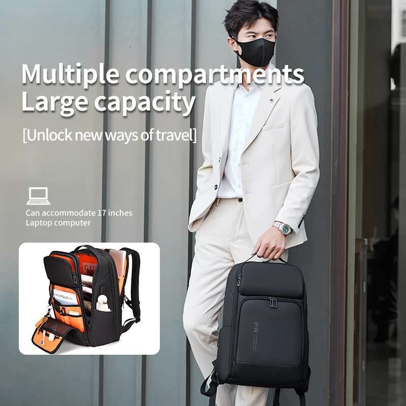 Designer bag Designer bag Designer bag Fenruien Business Waterproof Backpacks USB Charging Men Fit 15.6 Inch Laptop Travel 35L Large Capacity Backpack