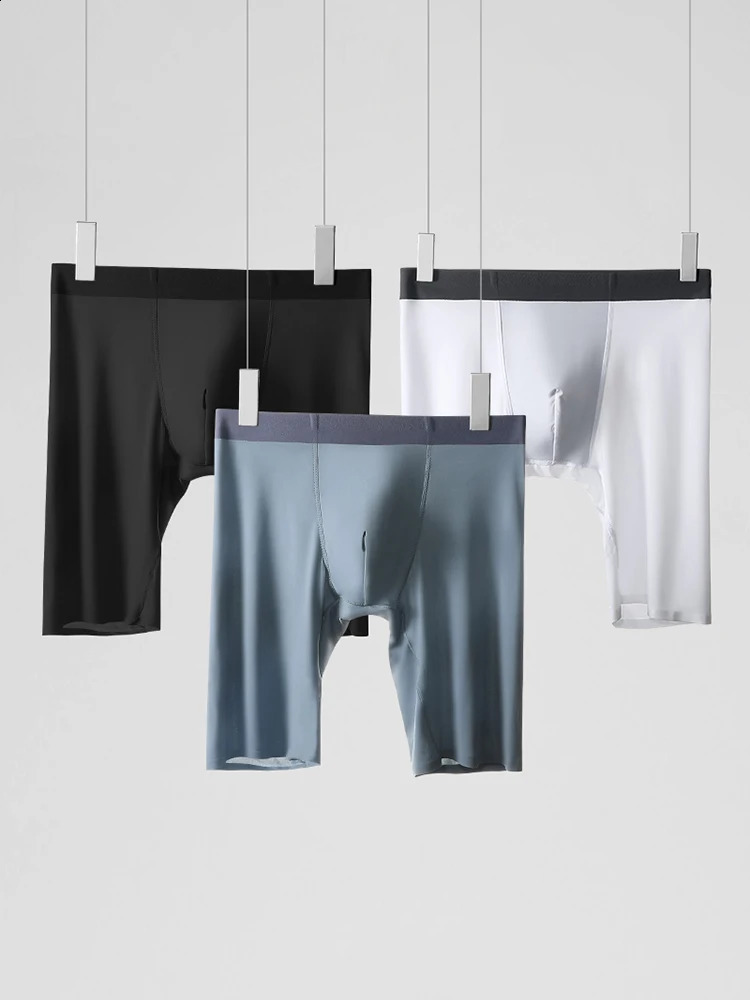 Mens Sports Briefing Summer Ice Silk Quick Drying Long Anti Wear Legs Loose Boxer Shorts Head 250417