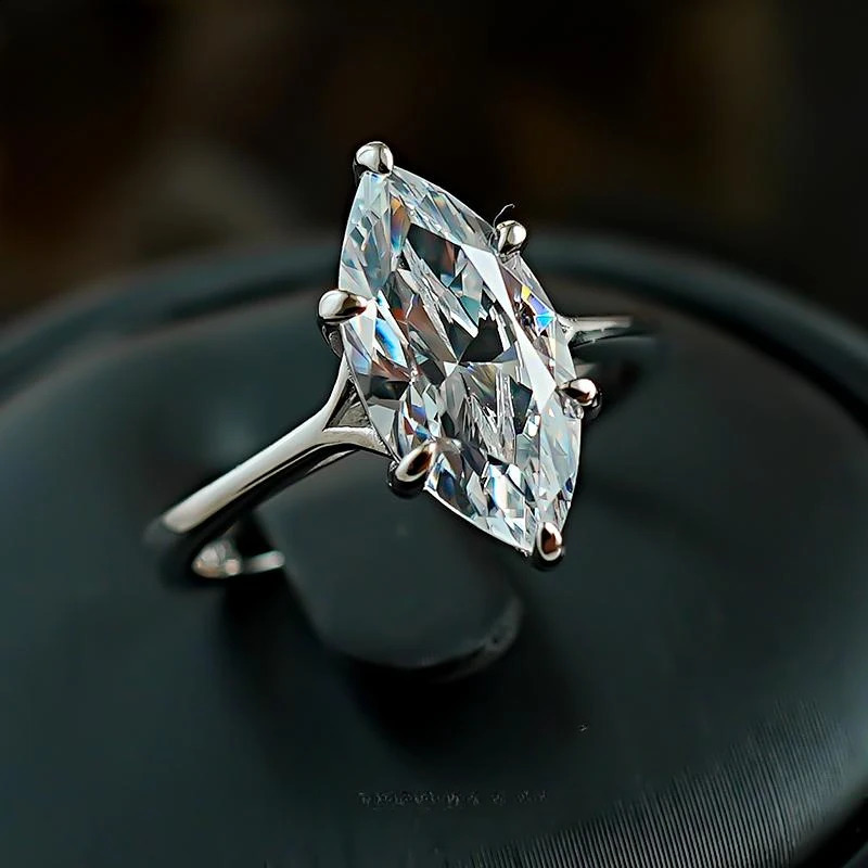 Karachis Minimalist Marquise High Carbon Diamond Ring Womens 925 Silver Inlaid Engagement Diamond Ring Style Jewelry 250327