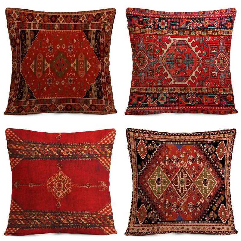 Retro Persian geometric patterns throw pillow cover with short plush print for living room sofa decoration cushion cover G251124