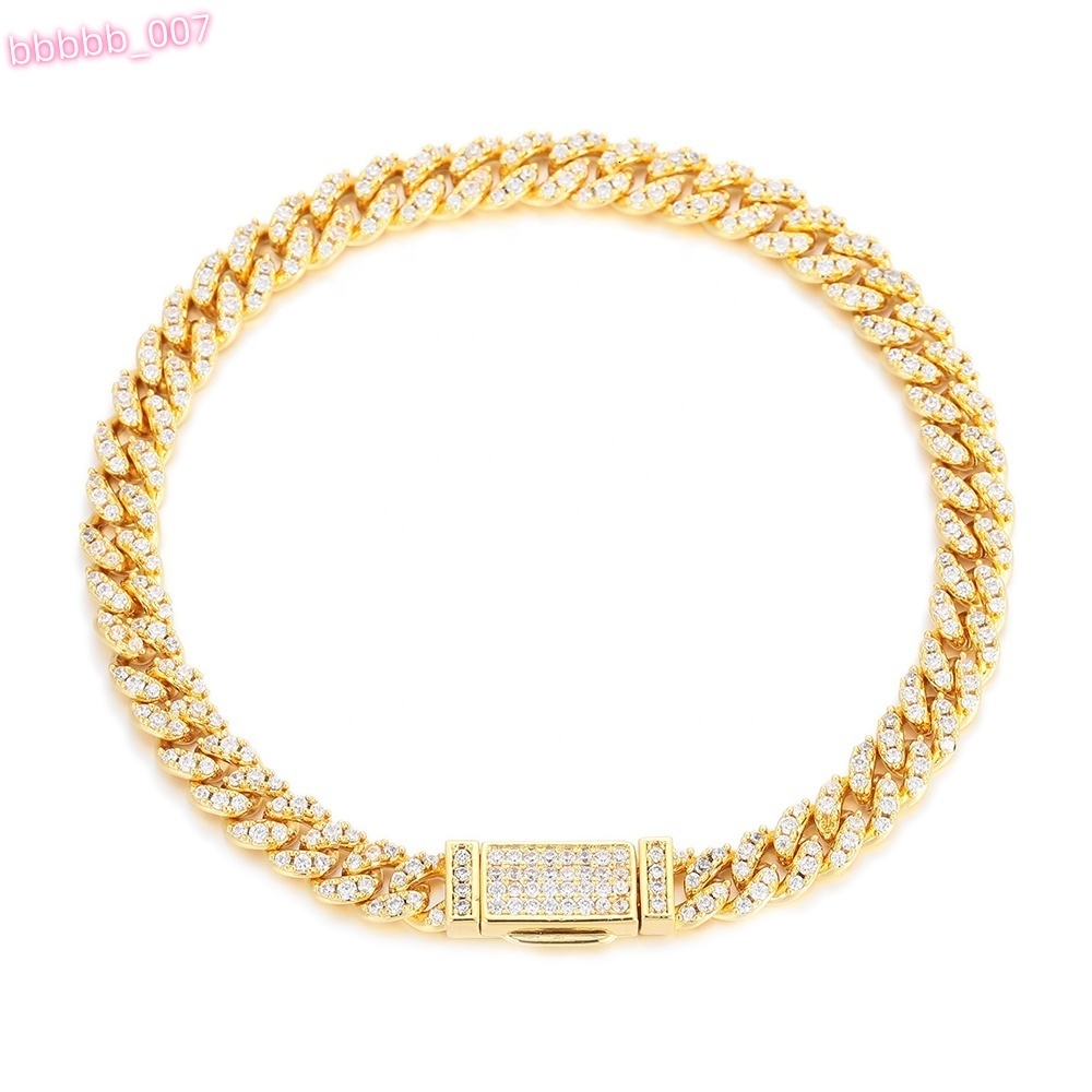 6mm 1 Row Hip Hop Iced Out CZ Zircon Collar De Cadena Cubana Eslabones Cubano Necklace Miami Cuban Link Chain for Men Women