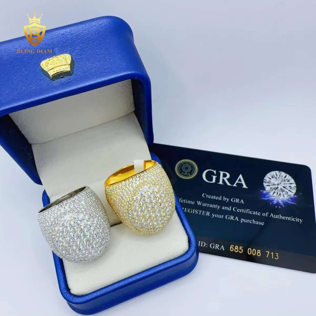 Diamond Tester Iced VVS Moissanite Ring Cool Pinky Man Hip Hop Style White Gold Plated Jewelry for Men