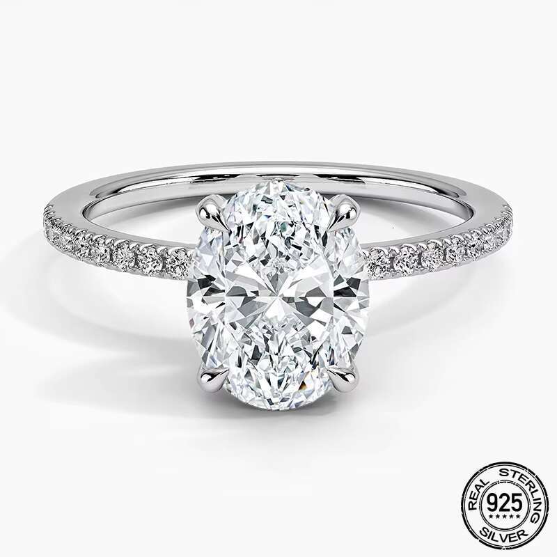PYQ 3ct Gold Plated Rose Gold Plated Jewelry 3ct Moissanite Classic Silver Iced Out Oval Diamond Ring Women Moissanite Ring