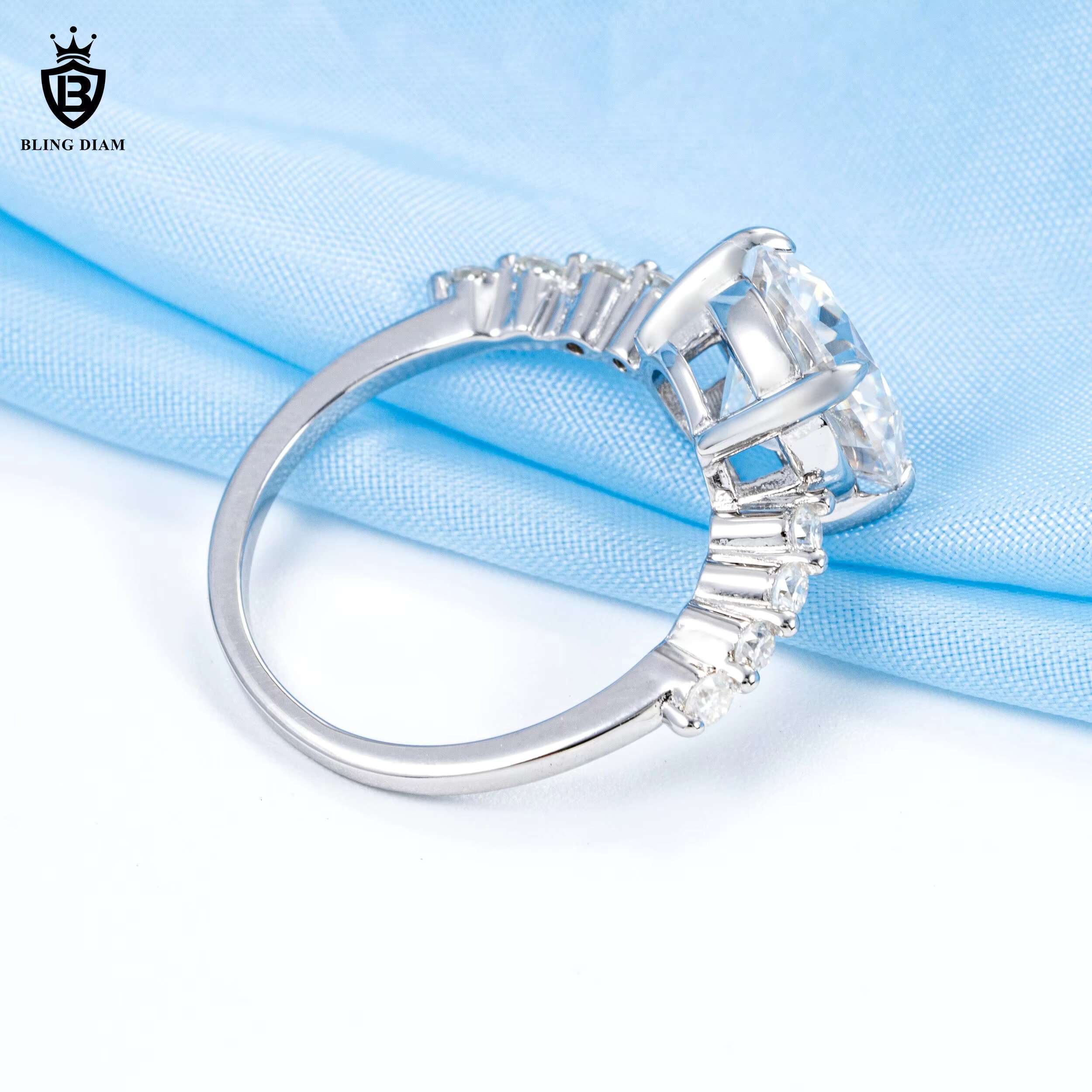 Blingdiam Wedding Engagement Diamond Ring Set Jewelry Women Jewelry 925 Sterling Silver Vvs Round Moissanite Ring for Women