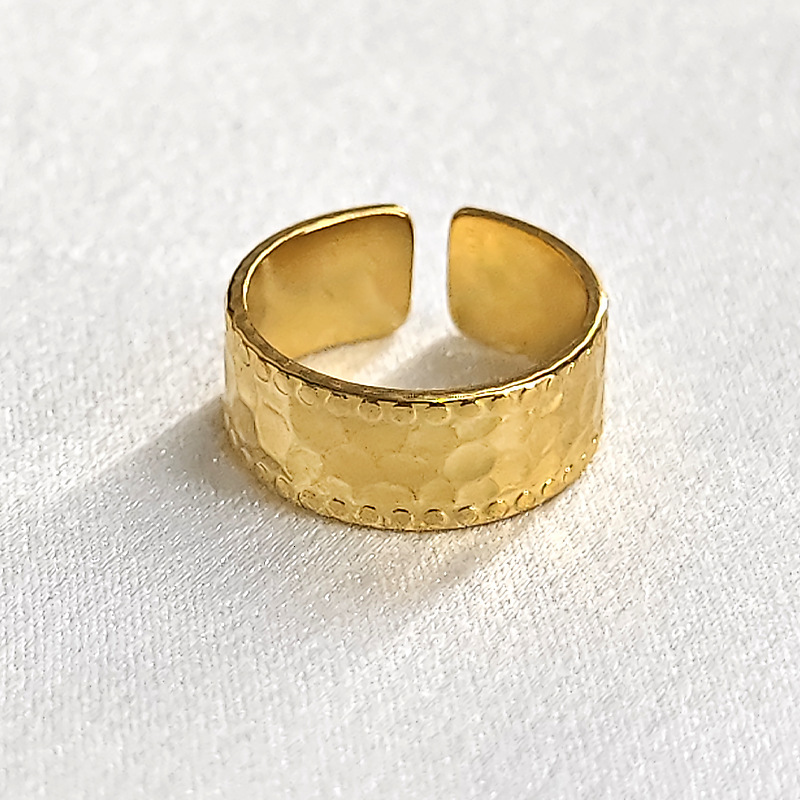 Top Source Personalized Stainless Open Creative Hammer Pattern Titanium Steel Ring Fashionable Simple Cold Style