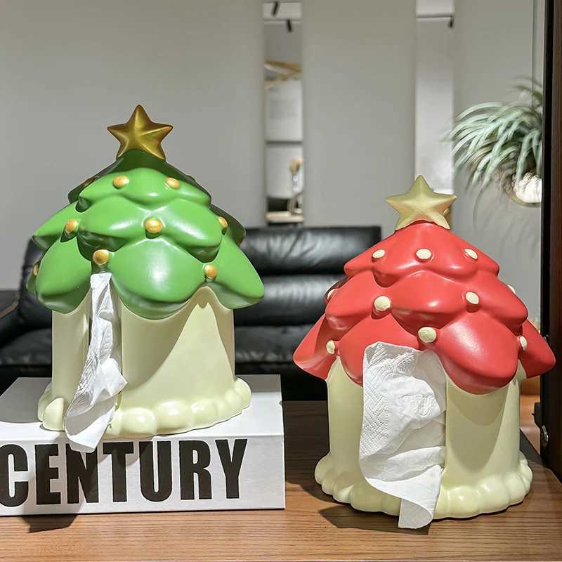 Cute Christmas Tree Tissue Box Home Living Room Decoration Ornament Tissue Box Atmospheric Kitchen and Bathroom Storage SuppliesM251124