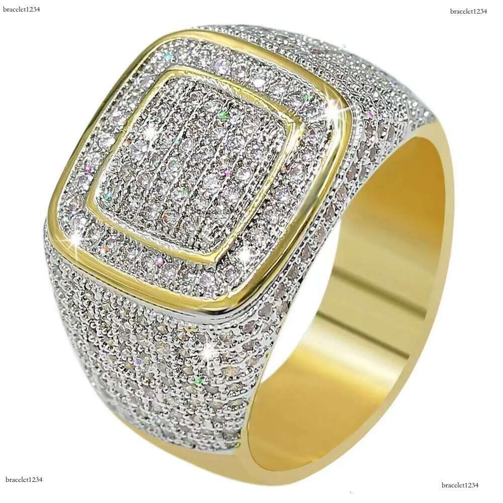 2024 Iced Out Jewelry Vvs Moissanite Men Hip Hop Real Gold Hiphop Gemstone Rings Zf Round m Champion Ring