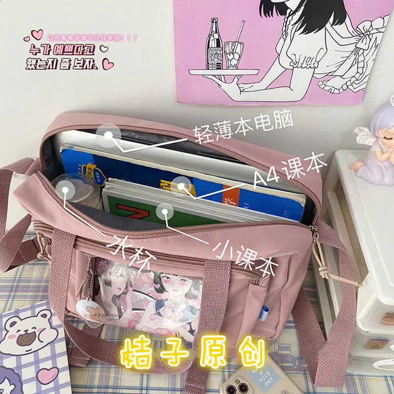 Korean Womens Messenger Bag Simple Multifunctional Female College Student Style Large Capacity Portable One Shoulder Diagonal 250417