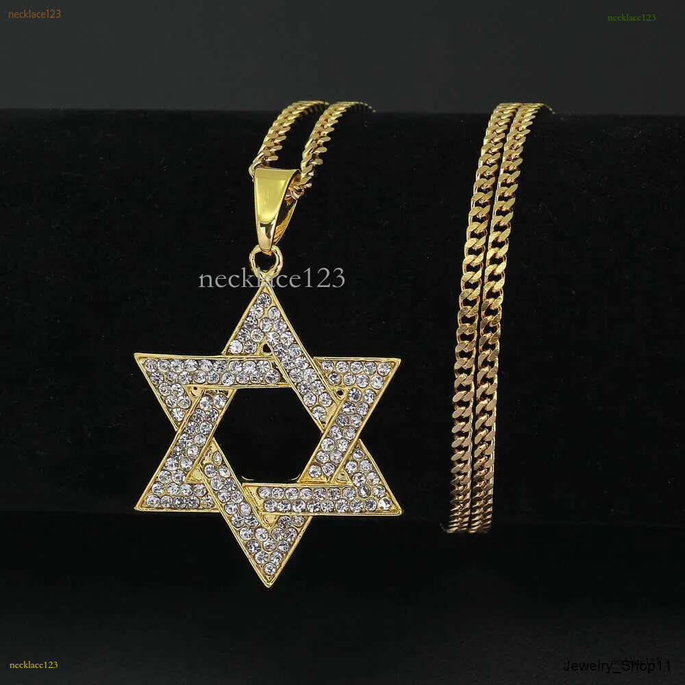 cuban Moissanite pendant necklace pass GRA certified Rhie Star of David Pendant Necklace Hip Hop Jewelry sier