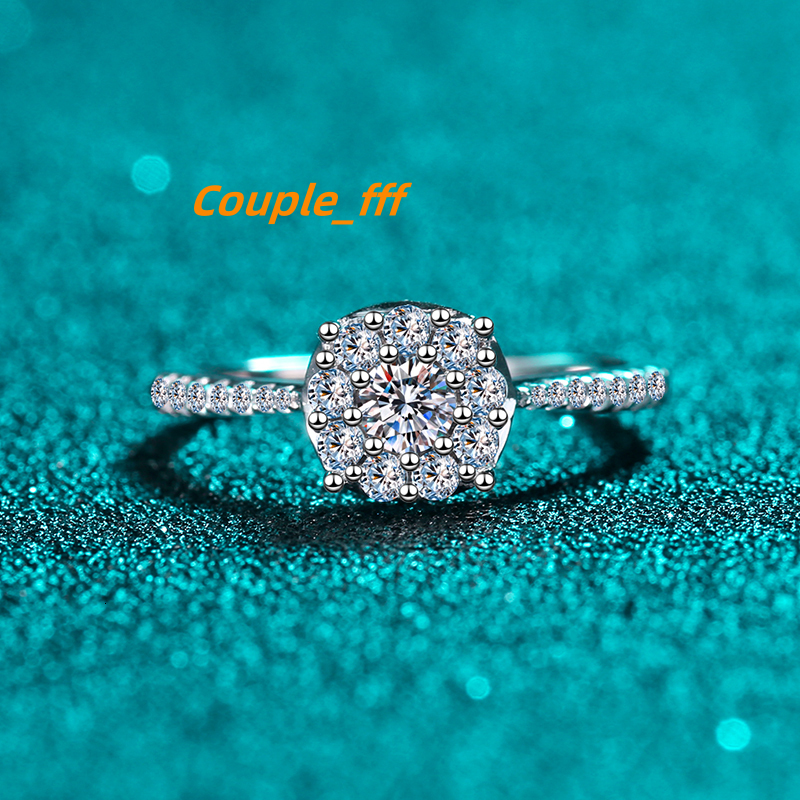 Womens Ring Pt950 Gold Plated 20 Points Moissanite Manufacturer Wholesale Luxury Exquisite Fashion Sterling Silver 925 Ring