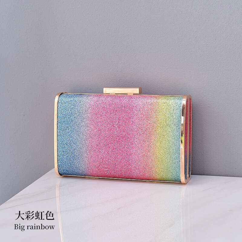 Dinner Bag Rainbow Dinner Creative Hollow Out Banquet Colorful Small Square Female Bag KQ