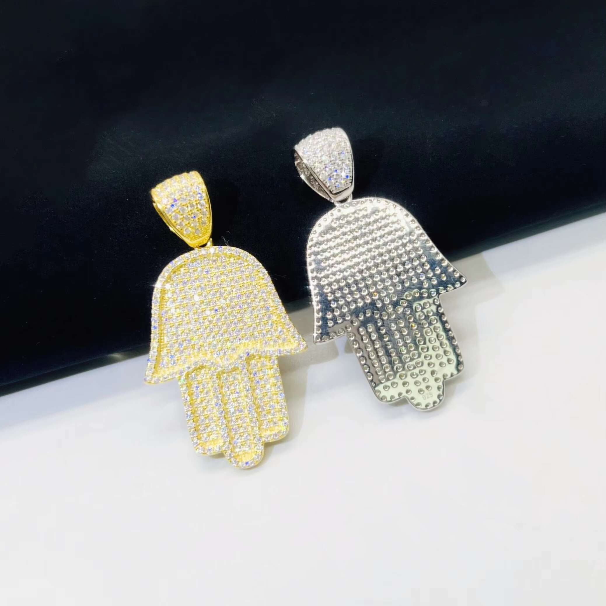 Fashion Jewelry Hip Hop Moissanite Pendant Lced Out Hamsa Hand Pendant Vvs Diamond Chain for Men Women