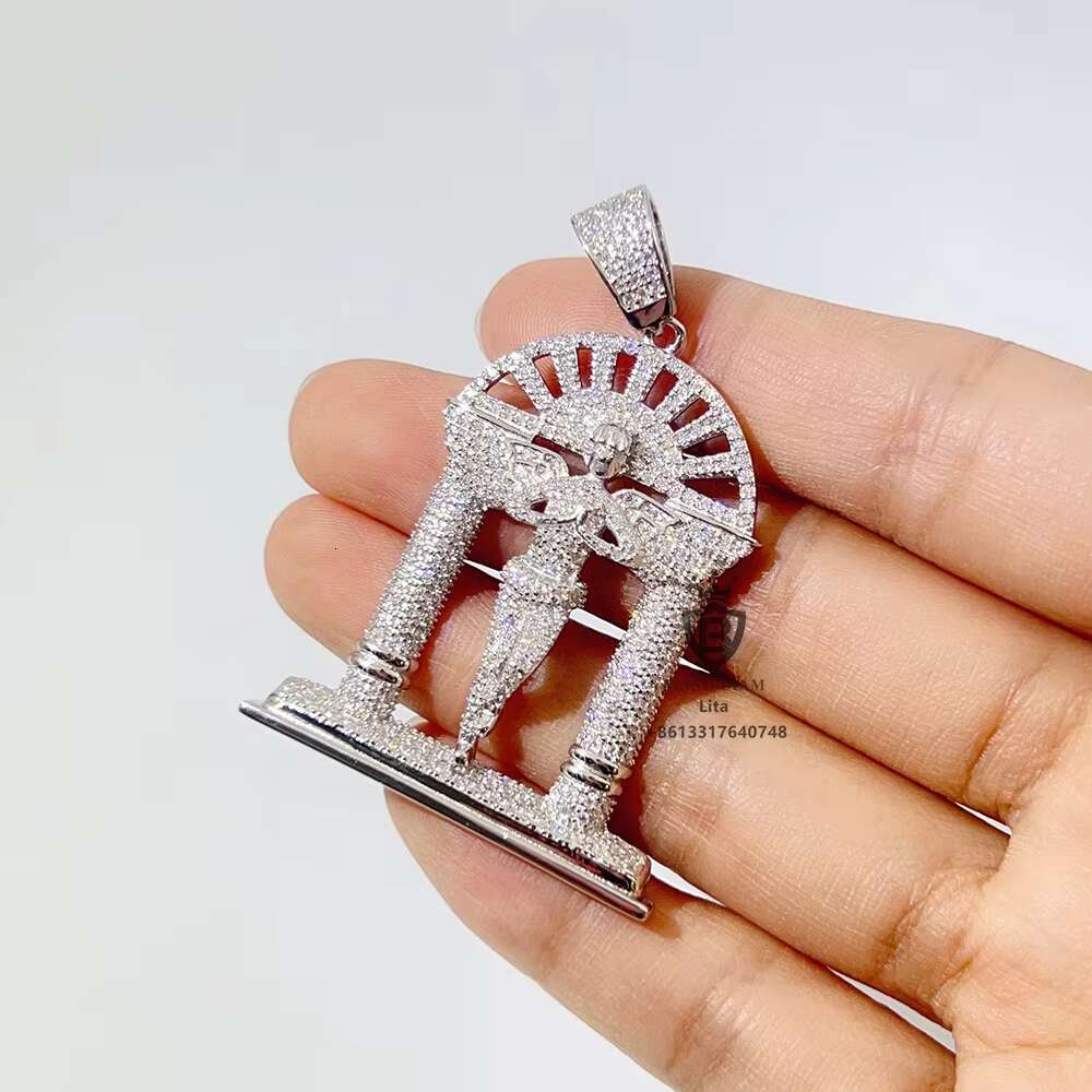 New Hot Selling Gra Vvs Moissanite Diamond Silver Stone Necklace Pendant Angel Jesus Christ Pendant