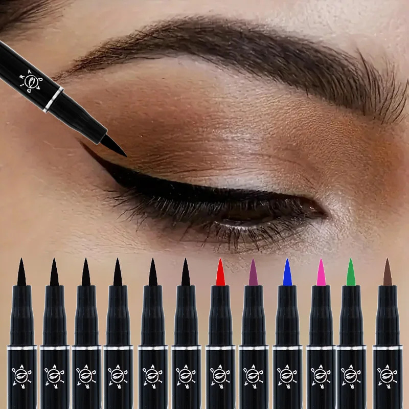 12 pieces of color eyeliner waterproof stain proof silver non makeup 250418